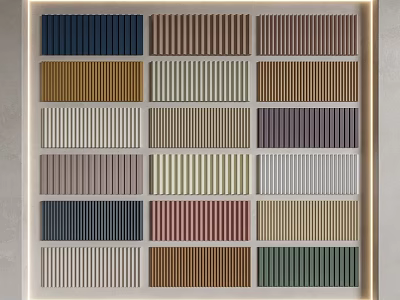 Various Colored Wall Panels Sample Display With Grid Arrangement For Interior 3d model