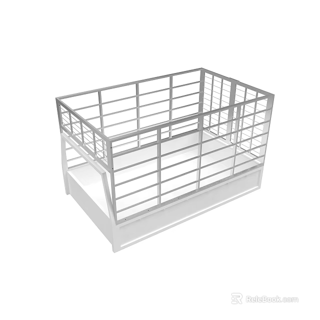 Industrial Metal Enclosure Equipment With Sturdy Frame Multiple Railings And Base 3d model 