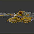 Yellow Mechanical Tank With Armored Structure Cannon Tracks And Decorative Elements