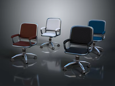 Modern Office Swivel Chairs With Armrests Wheels And Various Colors 3d model