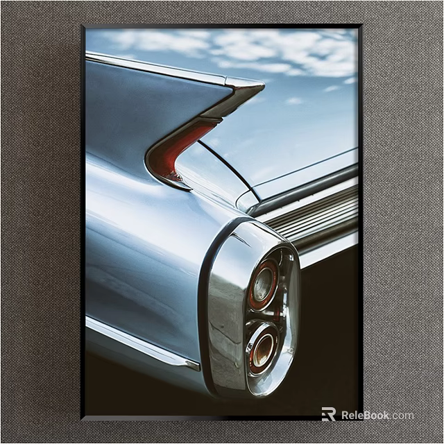 Vintage Car Rear Design Featuring Chrome Trim Red Fin And Round Tail Lights 3d model 