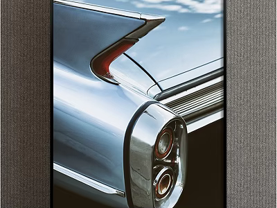 Vintage Car Rear Design Featuring Chrome Trim Red Fin And Round Tail Lights 3d model
