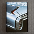 Vintage Car Rear Design Featuring Chrome Trim Red Fin And Round Tail Lights
