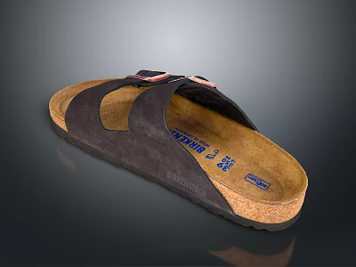 Birkenstock Soft Comfortable Slippers With Cork Sole For Daily Use 3d model