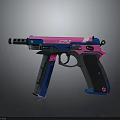 Vibrant Pink And Blue CPX Pistol Featuring Stylish Design And Paw Print Grip