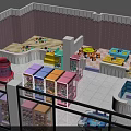 Indoor Playground With Colorful Slide Ball Pit Interactive Game Area And Small Shops 3d model
