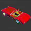 Red Convertible Sports Car With Yellow Interior On Black Background