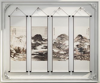 New Chinese Style Decorative Hanging Painting 3d model