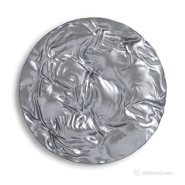Modern Silver Round Metallic Wall Decor With Wrinkled Textured Surface Design 3d model 