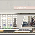 Ochirly Store Window Display With Fashionable Dresses Bags Shoes And Patterned Wall