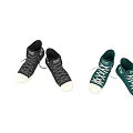 Green and Black High Top Canvas Shoes With Classic Design White Soles And Star Logo