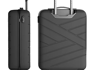 Black Hard Shell Suitcase Luggage With Trolley And Pattern Design 3d model