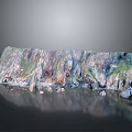 Natural Rocky Cliff Structure With Calm Water Surface Reflection