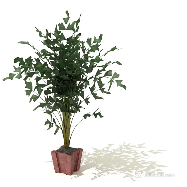 Bonsai Potted Plant With Lush Green Leaves In Brown Textured Pot For Indoor Decoration 3d model 