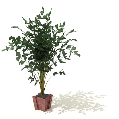 Bonsai Potted Plant With Lush Green Leaves In Brown Textured Pot For Indoor Decoration 3d model