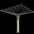 Umbrella Shaped Tensile Membrane Structure With Decorative Pattern And White Column Support 3d model