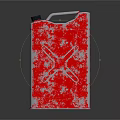 Rusty Red Square Jerry Can With Cross Pattern And Metallic Surface