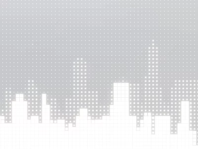 City Skyline Silhouette Created With Dot Pattern On Gray Background 3d model