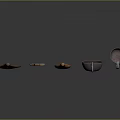 Household Kitchen Tools Including Wooden Spoons And Metal Ladles With Various Shapes
