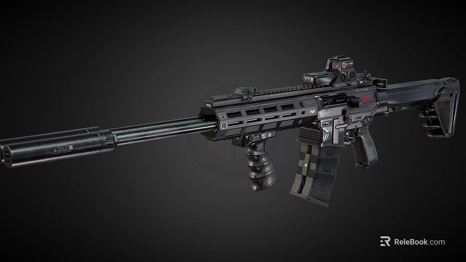 Modern Black Tactical Rifle With Scope Magazine Handguard And Ergonomic Design 3d model 