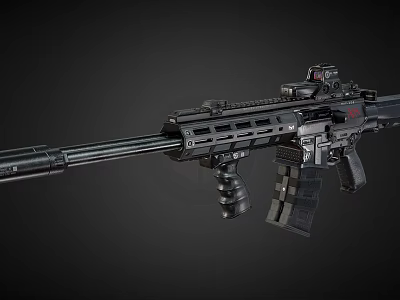 Modern Black Tactical Rifle With Scope Magazine Handguard And Ergonomic Design 3d model