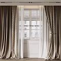 Dark Brown Patterned Curtains With White Sheer Curtains White Walls Window And Elegant Tiebacks