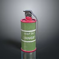 Red and Green Hand Grenade With Keep Out Danger Label And Metal Pin