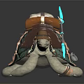 Detailed Adventurer Turtle Character With Backpack Scroll Arrows And Hat 3D Model Design