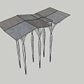 Modern Pergola Design With Sloped Top Panels And Metal Support Columns