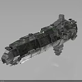 Large Cosmic Spaceship 3D Model with Modular Metal Structure and Green Details 3d model