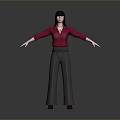 Woman in Red Top and Gray Wide Leg Pants Wearing Glasses with Arms Outstretched