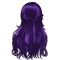 Purple Long Wavy Hair on Feminine Head Silhouette Showcasing Elegant Soft Curves