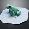 Green Frog Sitting On White Octagonal Platform With Dark Background 3d model