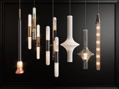 Modern Illuminated Pendant Lights Featuring Sleek Glass Metal And Various Shapes 3d model