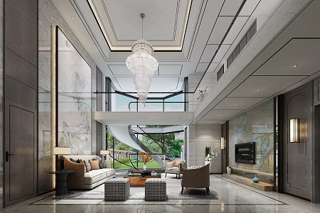 Modern Duplex Living Room Living Room 3d model