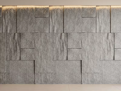 Modern Textured Feature Wall With Gray Square Stone Slabs For Interior Design 3d model