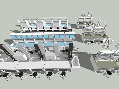 Modern Laboratory Interior With Multiple Benches Scientific Equipment Storage Cabinets And Workstations 3d model