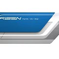 Risen Modern Reception Desk Design With Sleek Blue Panel And Silver Geometric Accents 3d model