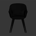 Modern Black Leather Single Sofa with Armrest Cushion and Slim Metal Legs