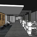 Modern Public Office Space Interior With Open Layout Office Desks Chairs And Windows 3d model