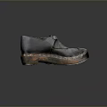 Vintage Black Leather Shoes With Worn Surface Metal Buckle And Rusted Sole Edges