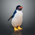 Adorable Standing Penguin with Black White Plumage Blue Wings Orange Beak and Yellow Feet