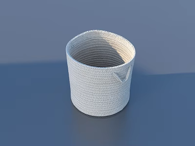 White Woven Storage Basket With Handle For Home Organization And Decor 3d model