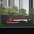 Modern Residential Entrance Gate With High Rise Buildings Trees And Lawn Landscaping