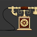 Vintage Red And Gold Dial Telephone With Classic Dial And Black Cord