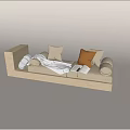 Cozy Beige Sofa with Soft Pillows Warm Blanket and Open Book