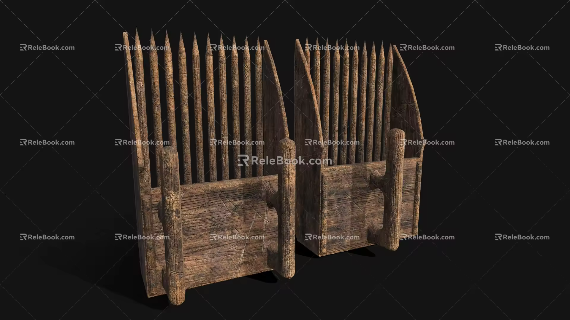 Picker Medieval Berry Picking Fence Fence Tools Railing 3d model