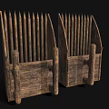 Picker Medieval Berry Picking Fence Fence Tools Railing 3d model
