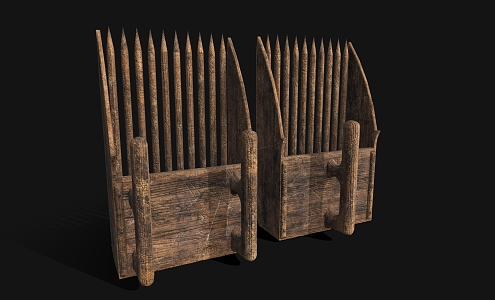 Picker Medieval Berry Picking Fence Tools Railing 3d model