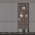 Modern Bookcase With Layered Shelves LED Lighting Decorative Sculptures And Storage Jars